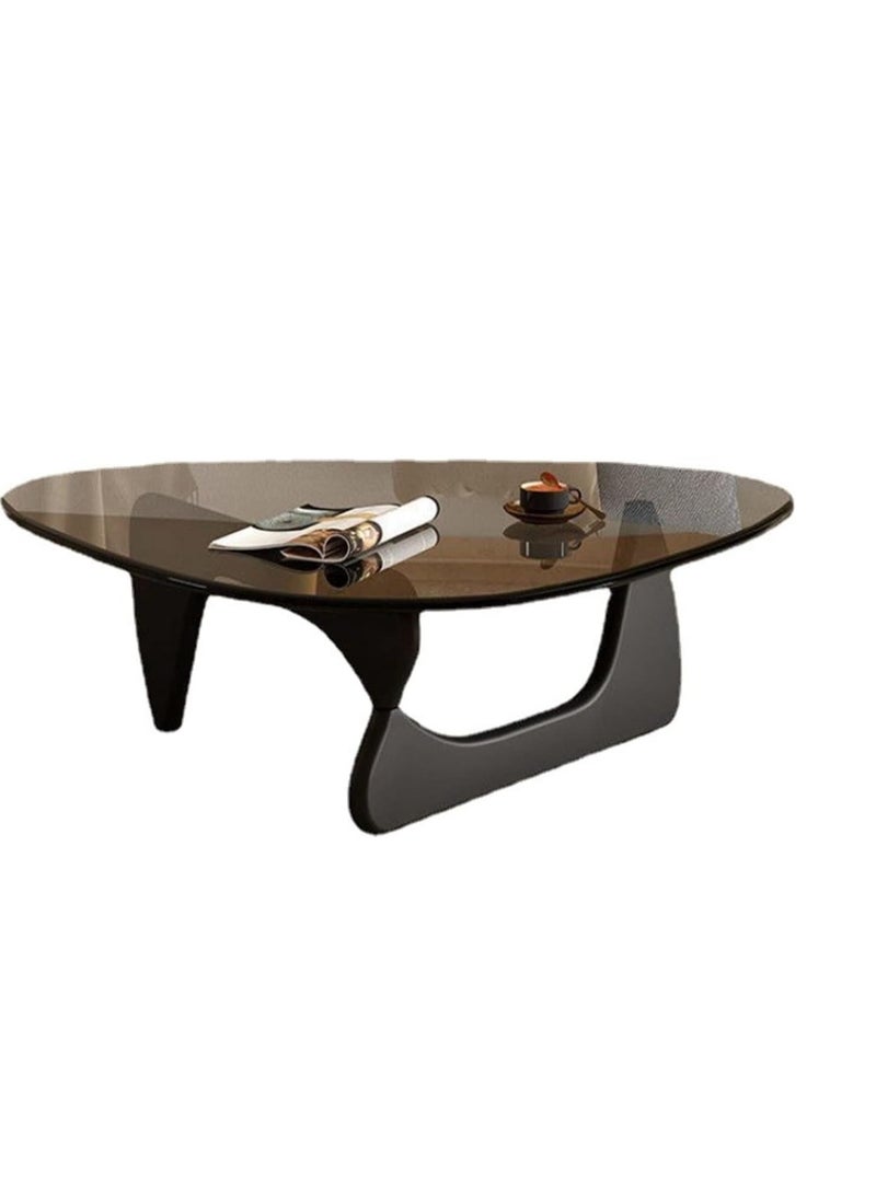 JOMILA Modern Triangle Glass Coffee Table with Solid Wood Base and Clear Glass Top Accent Vintage Mid-Century Style for Living Room - Image 5