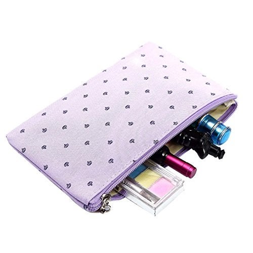 Awestuffs Portable Cosmetic Bags Set of 3 Different Sizes Makeup and Toiletry Pouch Purse Bag for Travel or Daily Use (Set of 3) (Purple) - Image 5