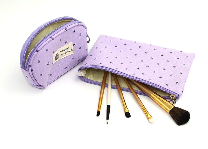 Awestuffs Portable Cosmetic Bags Set of 3 Different Sizes Makeup and Toiletry Pouch Purse Bag for Travel or Daily Use (Set of 3) (Purple) - Image 4