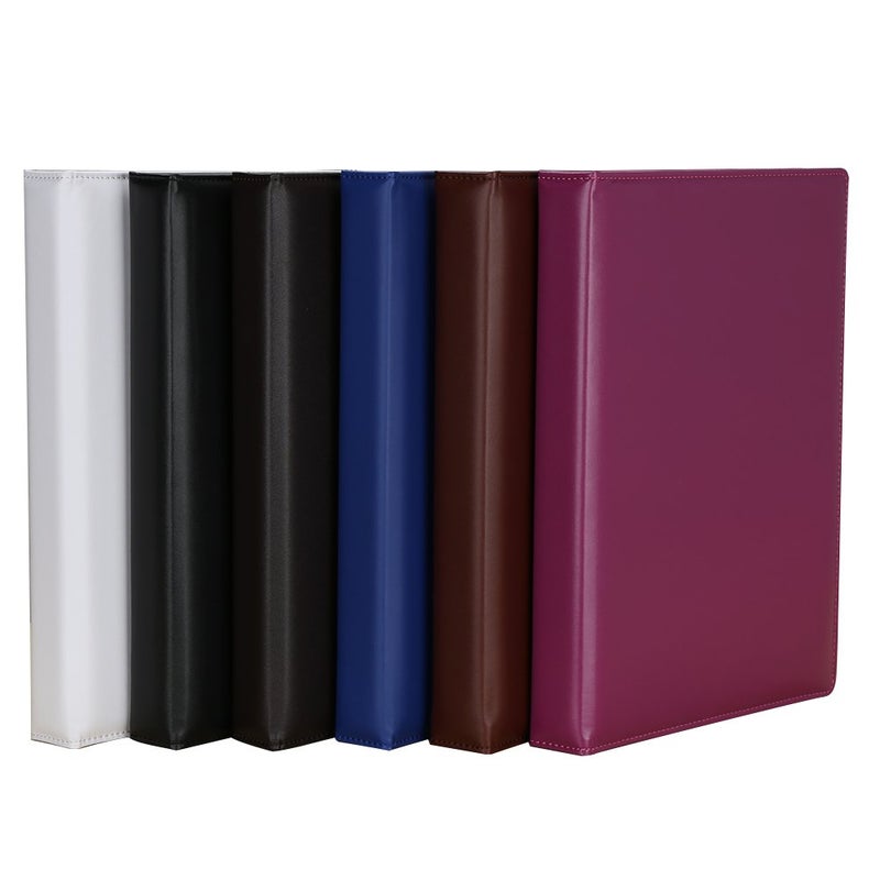 KINGFOM A4 Faux Leather Padfolio Ring Binder Business File Folder Document Holder with Card Holder (3 Ring Binder White) - Image 5