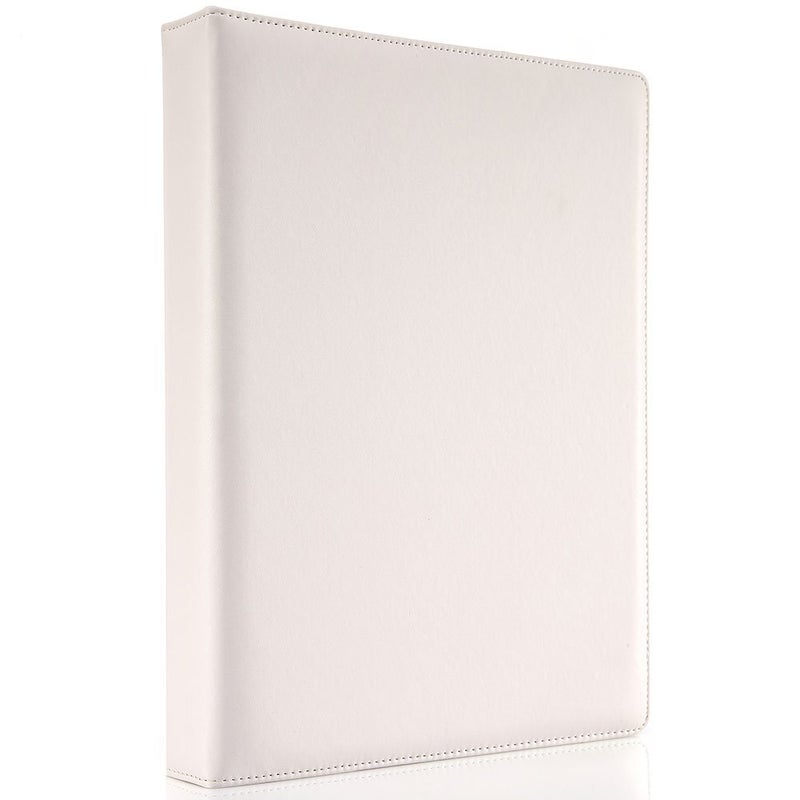 KINGFOM A4 Faux Leather Padfolio Ring Binder Business File Folder Document Holder with Card Holder (3 Ring Binder White) - Image 1