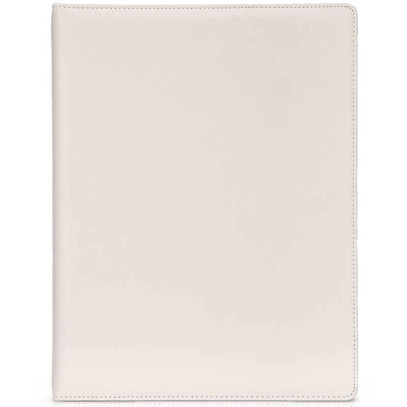 KINGFOM A4 Faux Leather Padfolio Ring Binder Business File Folder Document Holder with Card Holder (3 Ring Binder White) - Image 2