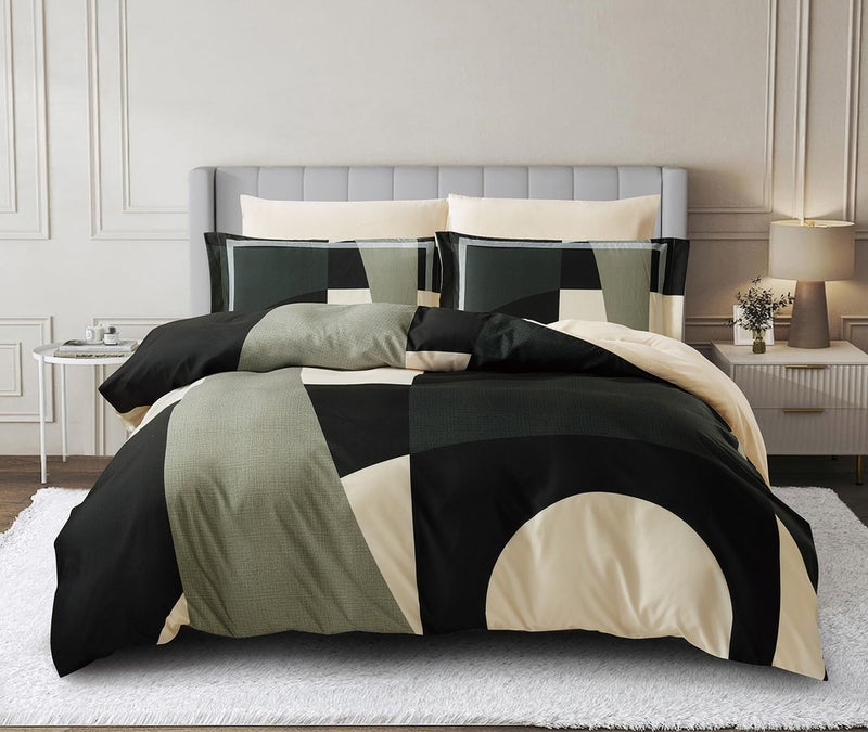 Donetella Digital Print Duvet cover Set, King Size 220x240 cm - 6-Pcs Bed Set, ,Emirate Collection, Microfiber - 1 Duvet Cover, 1 Fitted Sheet, 2 Pillow Shams, 2 Pillowcases (Filler Not Include) - Image 1