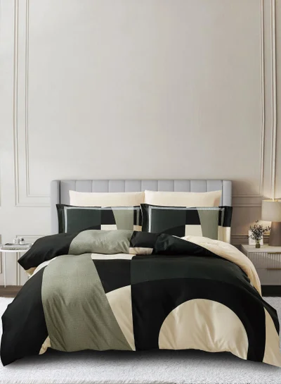 Donetella Digital Print Duvet cover Set, King Size 220x240 cm - 6-Pcs Bed Set, ,Emirate Collection, Microfiber - 1 Duvet Cover, 1 Fitted Sheet, 2 Pillow Shams, 2 Pillowcases (Filler Not Include)
