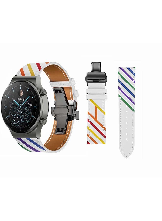 Perfii Genuine Leather Replacement Band 22mm For Huawei Watch GT2 Pro White - Image 1