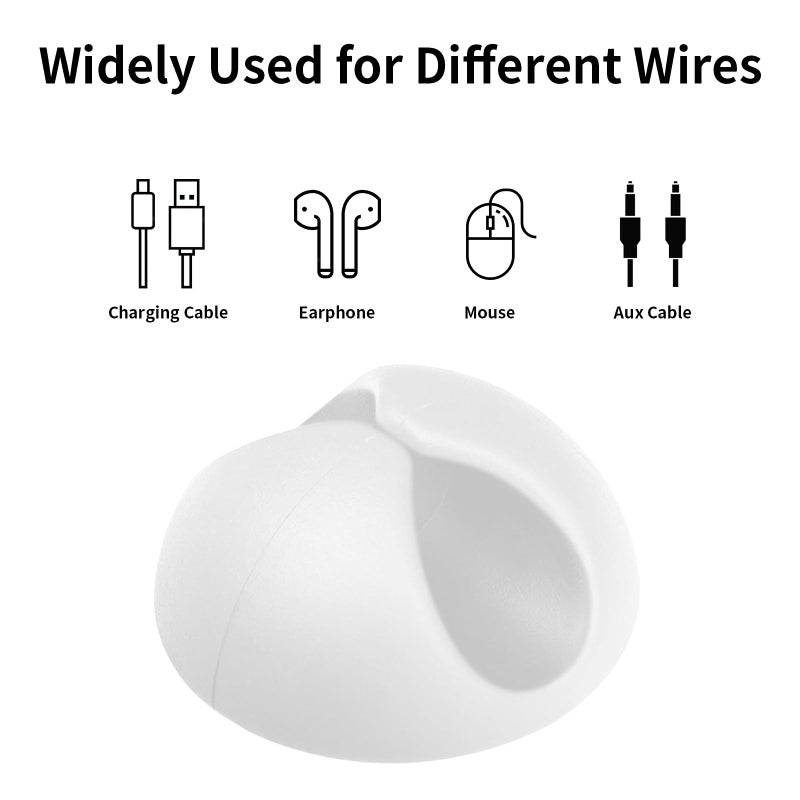Flezoo Cord Holder Cable Clips, 12PCS White Adhesive Cord Organizer Charger Holder Wire Management Keeper for Nightstand, Desk, Office or Mouse - Image 3