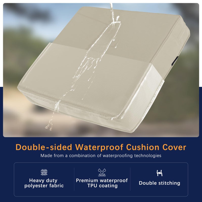 Favoyard Outdoor Seat Cushion Set 19 x 19 Inch Waterproof & Fade Resistant Patio Furniture Cushions with Removable Cover Deep Seat & Back Cushion with Tie Straps for Chair Sofa Couch - Image 4