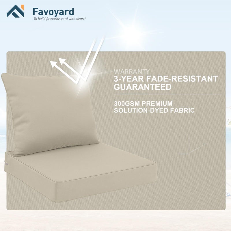 Favoyard Outdoor Seat Cushion Set 19 x 19 Inch Waterproof & Fade Resistant Patio Furniture Cushions with Removable Cover Deep Seat & Back Cushion with Tie Straps for Chair Sofa Couch - Image 5