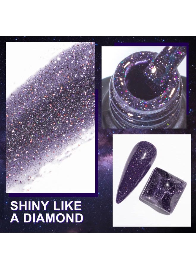 MIZHSE - Reflective Glitter Gel Nail Polish Set 12 Pcs, Colorful Sparkly Diamond Soak Off UV LED Gel Polish Home Manicure Nail Art Salon 7 ml - Image 1