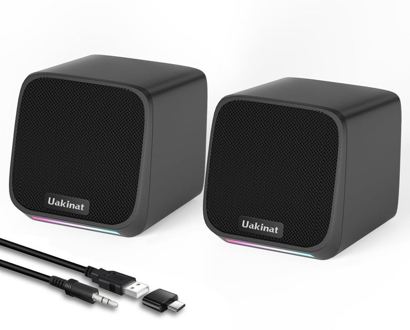 Uakinat Computer Speakers for Desktop PC,Desktop Speakers,Small Computer Speakers USB Powered 3.5mm Aux Speaker - Image 1