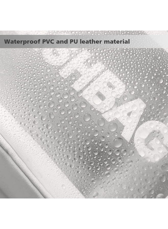 مجموعة حقيبة أدوات الزينة الشفافة من 3 قطع، حقيبة مكياج، حقيبة سفر، حقيبة عمل، حقيبة عطلة، منظم حمام للرجال والنساء، مجموعة حقيبة أدوات الزينة الشفافة - بيضاء - Image 2