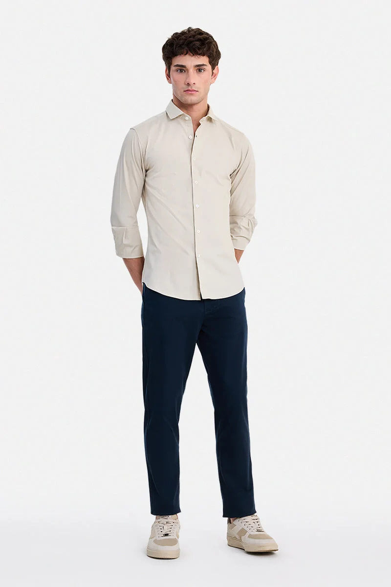 SNITCH Navy Blue Navy Blue Solid Slim Fit Festive Trousers for Men | Best Price UAE