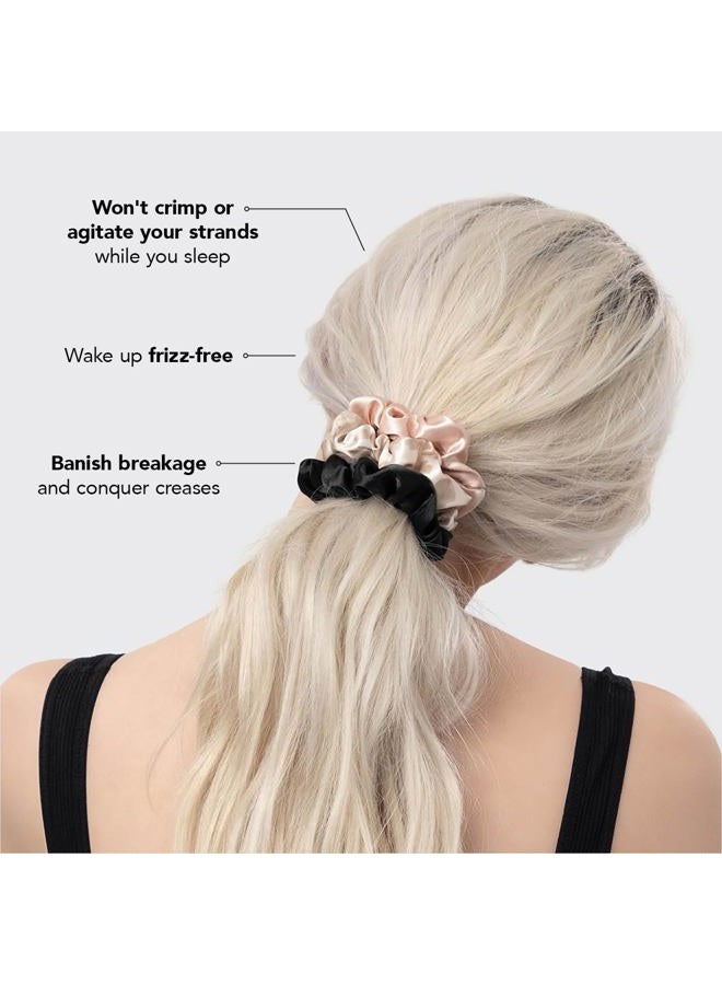Kitsch Satin Scrunchies for Women - No Crease Hair Ties for Girls | Scrunchies For All Hair Types and Textures, Perfect for Day or Night - 5 Pcs, Assorted - Image 3