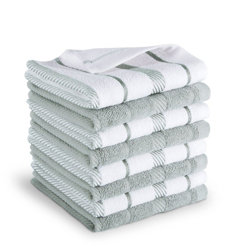 KitchenAid Albany Dishcloth 8 Pack Set  Matte Grey/White  12""x12"" - Image 1