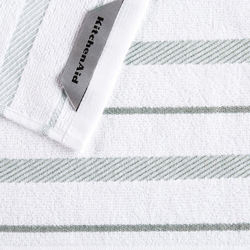 KitchenAid Albany Dishcloth 8 Pack Set  Matte Grey/White  12""x12"" - Image 4