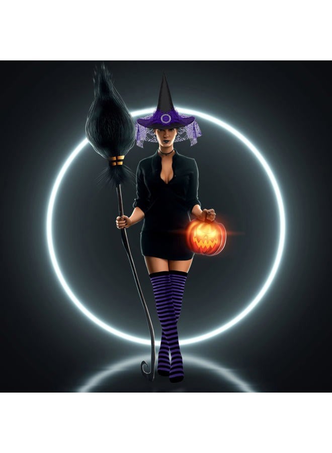Sintege 3 Pieces Halloween Witch Hats for Women and 3 Pairs Halloween Long Striped Socks Thigh High Socks Witch Accessories for Halloween Cosplay Party Costumes, Multicolored, One size - Image 4
