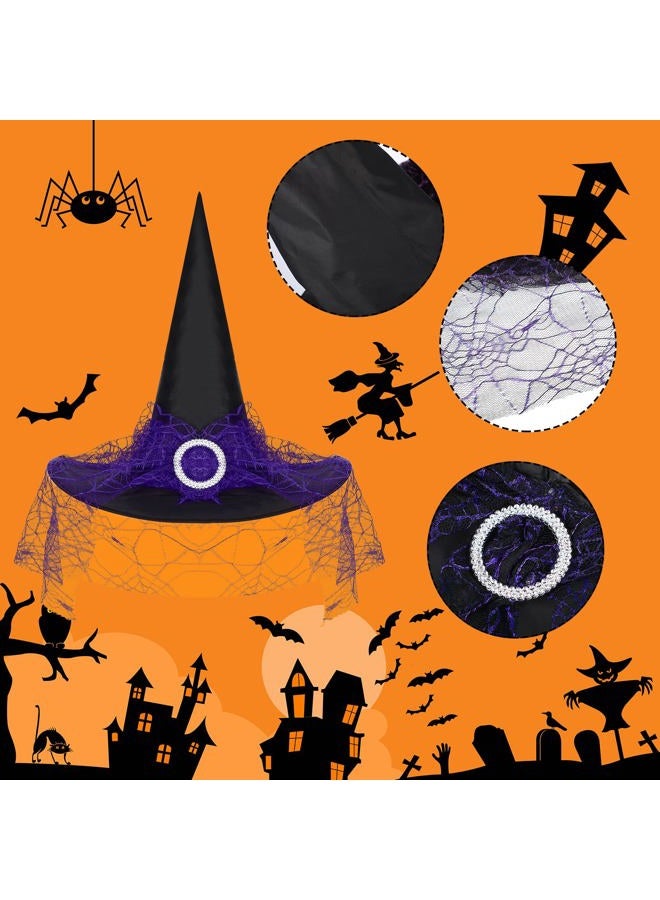 Sintege 3 Pieces Halloween Witch Hats for Women and 3 Pairs Halloween Long Striped Socks Thigh High Socks Witch Accessories for Halloween Cosplay Party Costumes, Multicolored, One size - Image 3