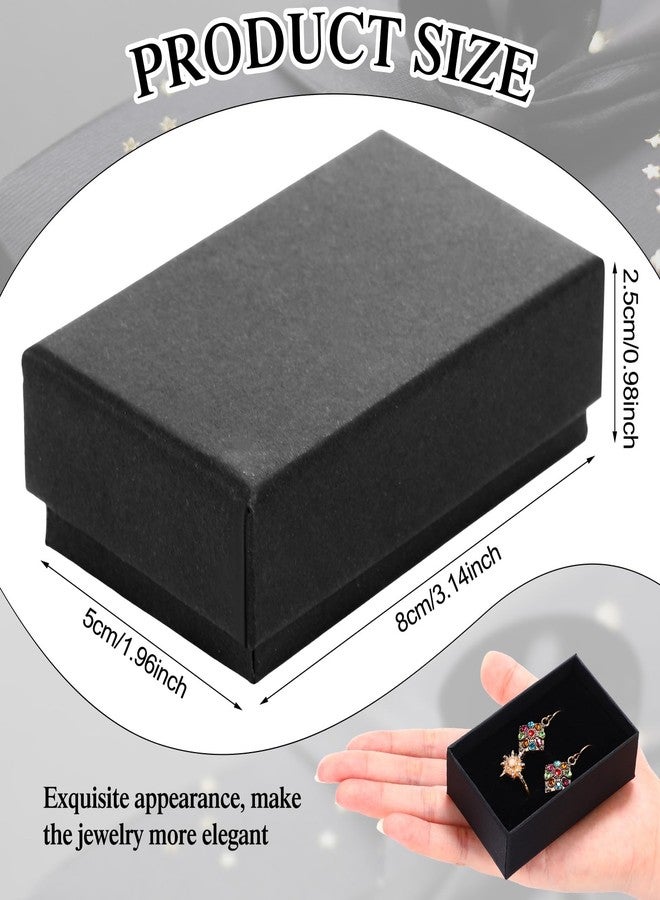 باتيير علب هدايا مجوهرات من الورق المقوى الأسود من باتيير، مقاس 3.2 × 2 × 1 بوصة، علب مجوهرات صغيرة لتغليف الأقراط، علب كرافت مع أغطية (72 قطعة) - Image 2