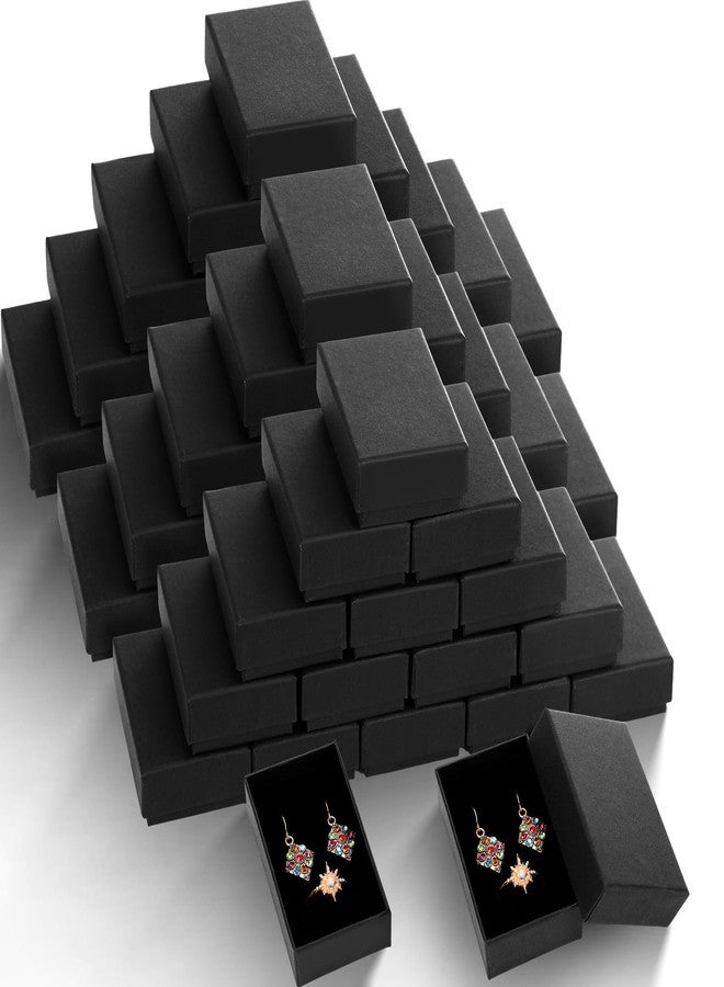 باتيير علب هدايا مجوهرات من الورق المقوى الأسود من باتيير، مقاس 3.2 × 2 × 1 بوصة، علب مجوهرات صغيرة لتغليف الأقراط، علب كرافت مع أغطية (72 قطعة) - Image 1