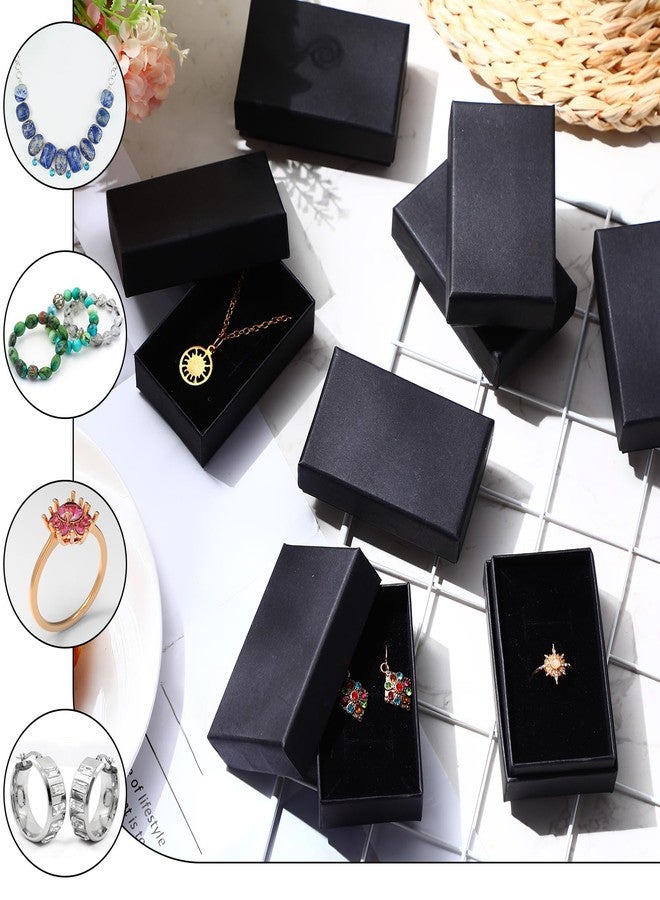 باتيير علب هدايا مجوهرات من الورق المقوى الأسود من باتيير، مقاس 3.2 × 2 × 1 بوصة، علب مجوهرات صغيرة لتغليف الأقراط، علب كرافت مع أغطية (72 قطعة) - Image 3