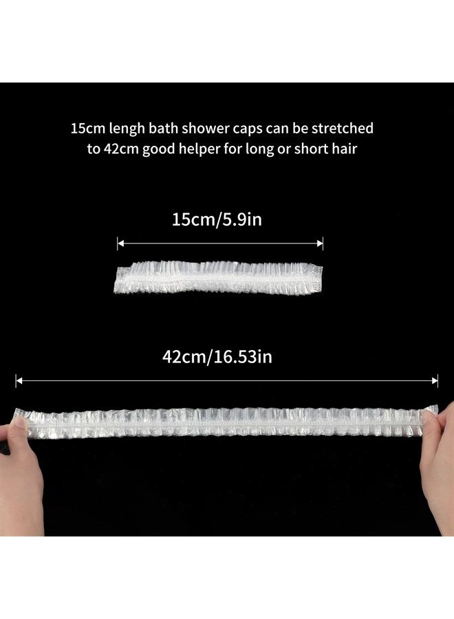KINGLAKE 100 Pcs Disposable Plastic Shower Caps Clear Elastic Thick Bath Cap For Women Spa,Home Use,Hotel and Hair Salon - Image 4