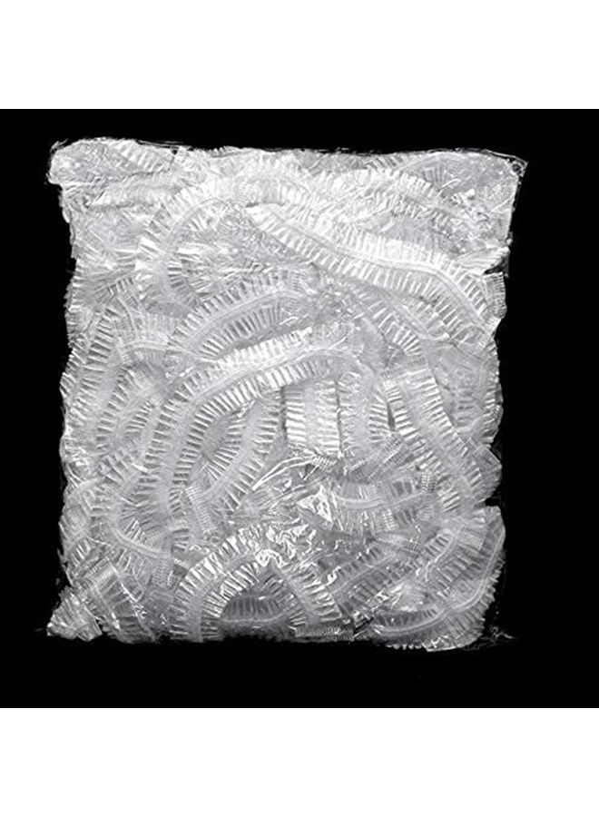 KINGLAKE 100 Pcs Disposable Plastic Shower Caps Clear Elastic Thick Bath Cap For Women Spa,Home Use,Hotel and Hair Salon - Image 2