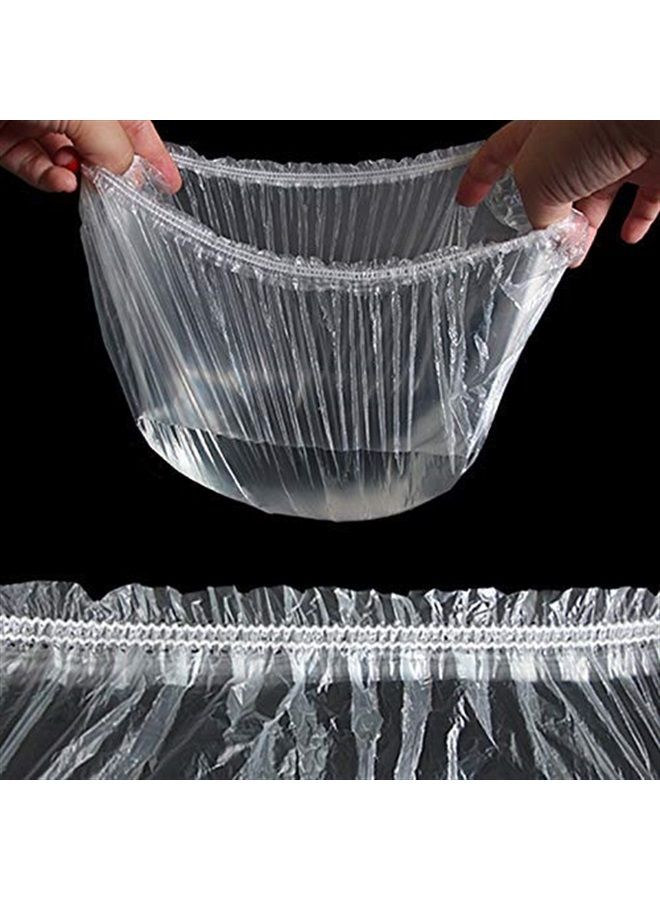 KINGLAKE 100 Pcs Disposable Plastic Shower Caps Clear Elastic Thick Bath Cap For Women Spa,Home Use,Hotel and Hair Salon - Image 3