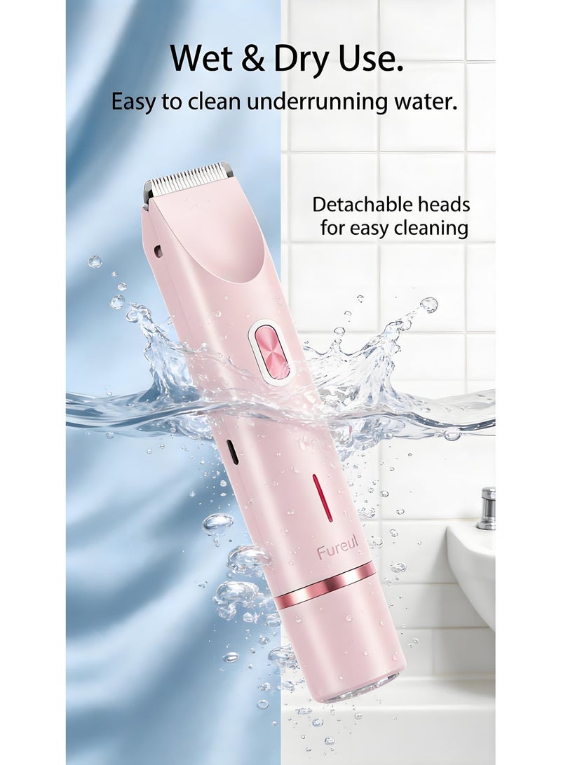 Fureul 2-in-1 Women's Electric Shaver & Bikini Trimmer, Painless Facial Hair Remover, Wet & Dry Waterproof Epilator with Type-C Rechargeable, Portable Hair Removal for Body, Face, Lips & Legs - Rose Gold - Image 2