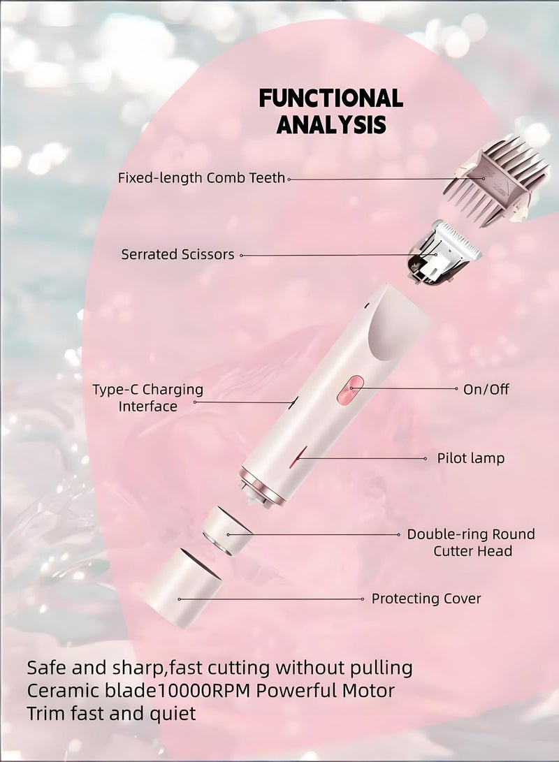 Fureul 2-in-1 Women's Electric Shaver & Bikini Trimmer, Painless Facial Hair Remover, Wet & Dry Waterproof Epilator with Type-C Rechargeable, Portable Hair Removal for Body, Face, Lips & Legs - Rose Gold - Image 3