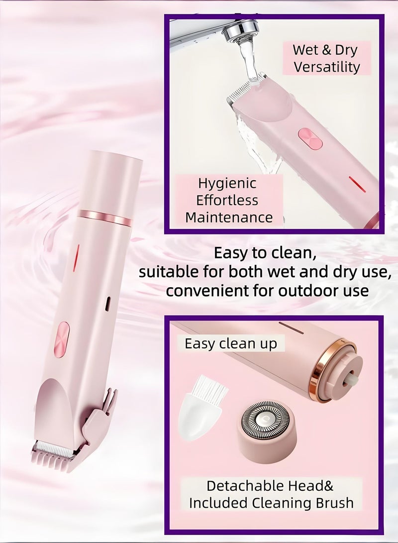 Fureul 2-in-1 Women's Electric Shaver & Bikini Trimmer, Painless Facial Hair Remover, Wet & Dry Waterproof Epilator with Type-C Rechargeable, Portable Hair Removal for Body, Face, Lips & Legs - Rose Gold - Image 4