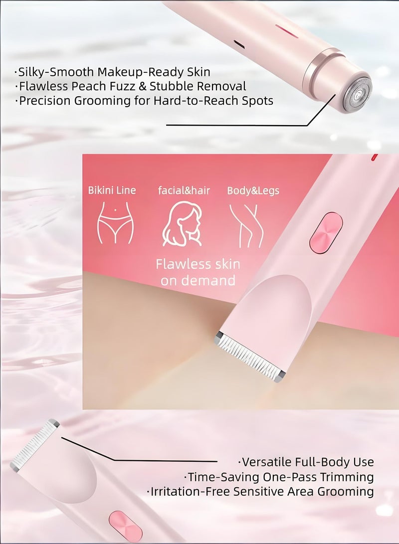 Fureul 2-in-1 Women's Electric Shaver & Bikini Trimmer, Painless Facial Hair Remover, Wet & Dry Waterproof Epilator with Type-C Rechargeable, Portable Hair Removal for Body, Face, Lips & Legs - Rose Gold - Image 5