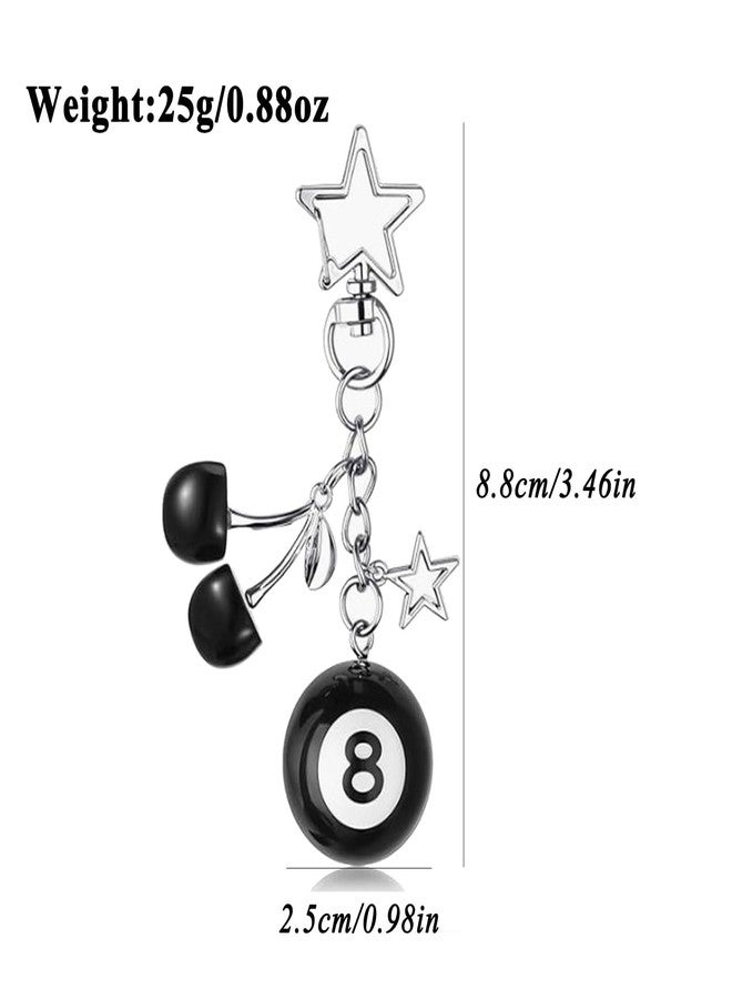 Pmeixcy 8 Ball Dice Keychain, Backpack Charms, Bag charms, Aesthetic Keychain- Billiard Themed Bag Charm, Y2K Aesthetic Phone & Purse Pendant for Men Women - Image 3