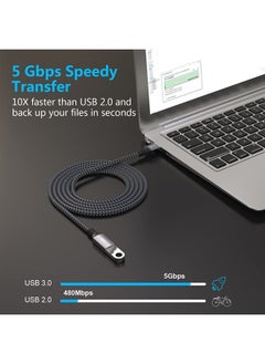 Hisatey USB 3.0 Extension Cable 1FT, Short USB Extension Cable Male to Female Durable Braided Material High Data Transfer Compatible with USB Keyboard,Mouse,Flash Drive, Hard Drive,Printer 