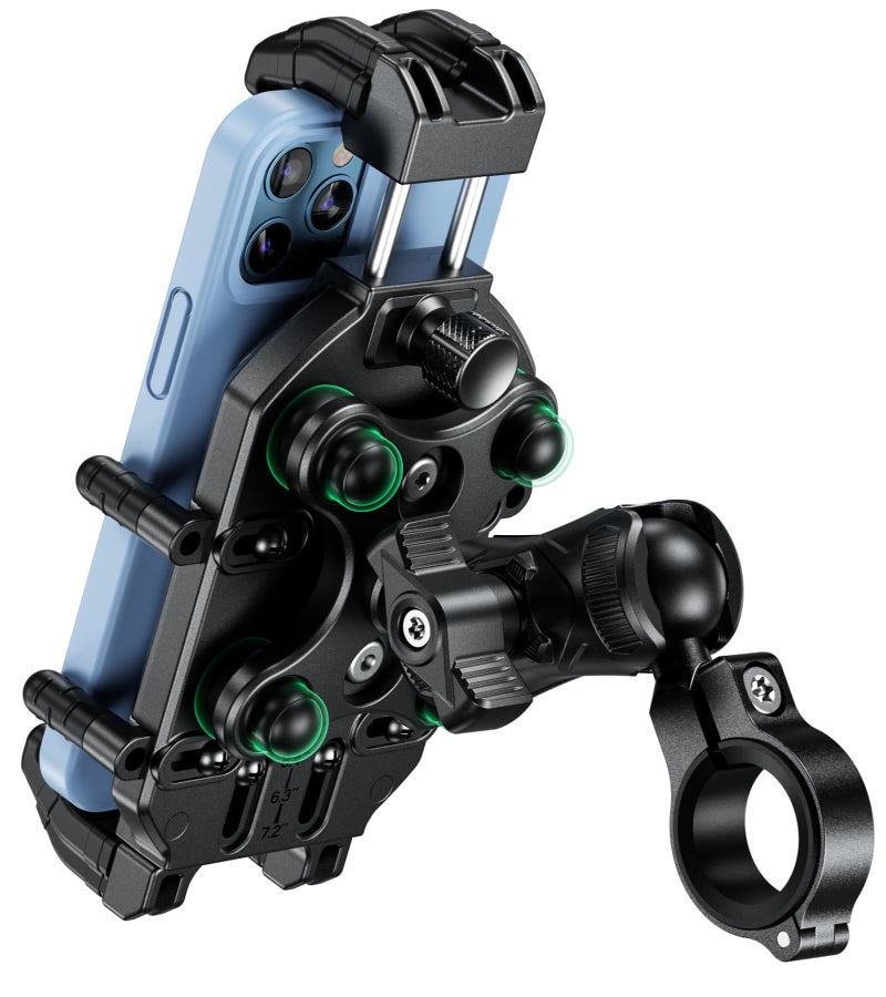 BRCOVAN Motorcycle Phone Mount Holder with Vibration Dampener & High-Speed Secure Lock, Anti-Theft Handlebar Cellphone Cradle for Bike Bicycle Scooter ATV, Adjustable Size, Fit 5.4-7.2'' Smartphone - Image 1