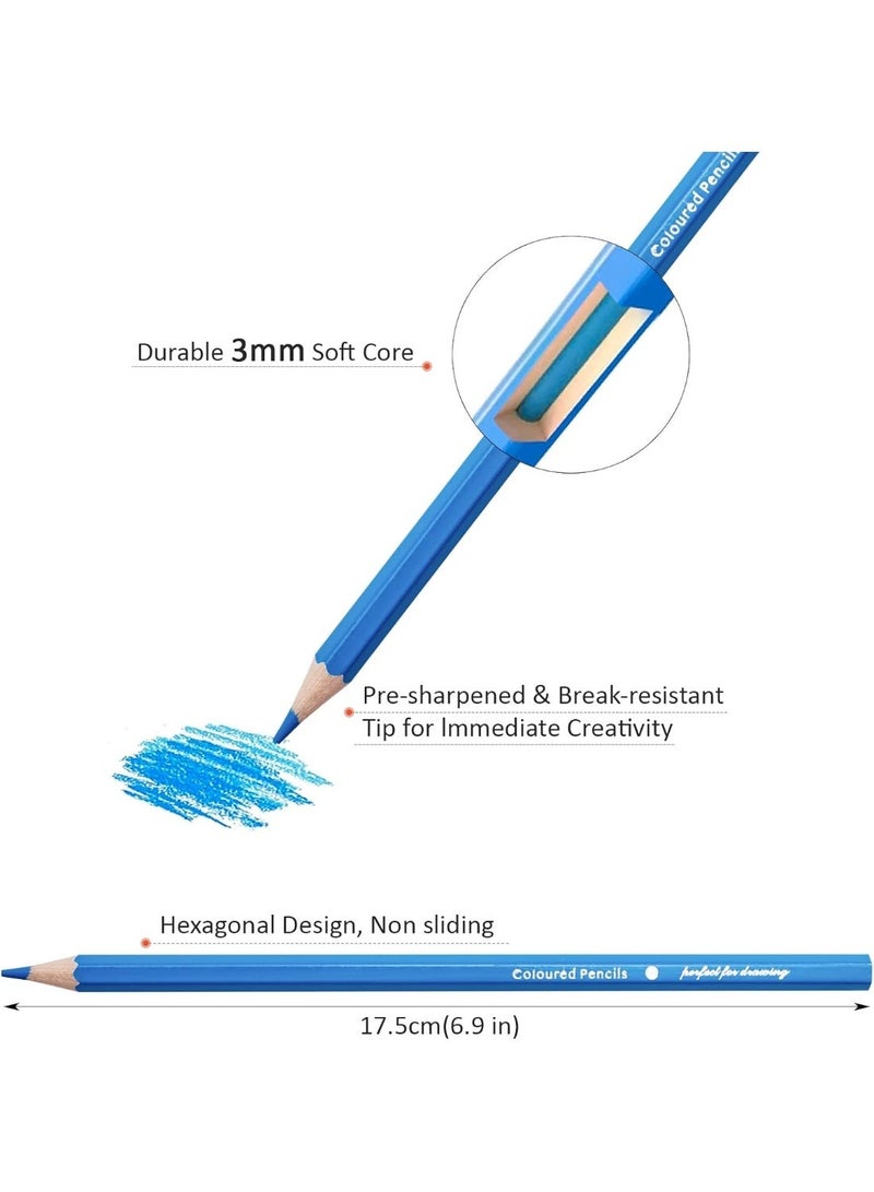 Hugifts 24 Colors Oil Based Colored Pencils Sketch Drawing Pencils Coloring Pencils for Adults Artists Teens Kids - Image 3