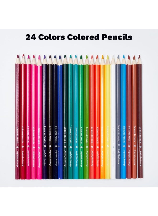 Hugifts 24 Colors Oil Based Colored Pencils Sketch Drawing Pencils Coloring Pencils for Adults Artists Teens Kids - Image 5