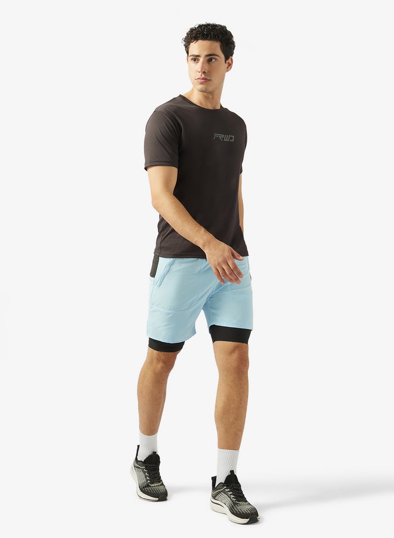 FRWD Contrast Panel Zipper Pockets Sweat Shorts - Image 2