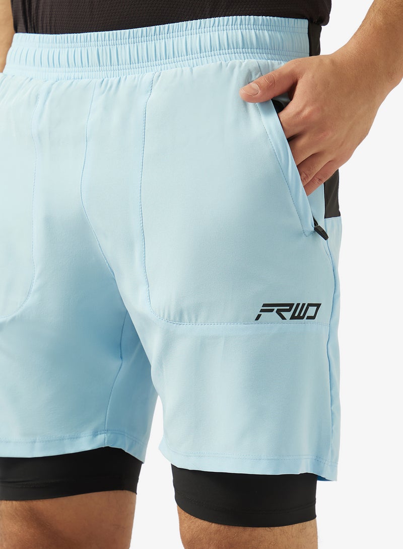 FRWD Contrast Panel Zipper Pockets Sweat Shorts - Image 4