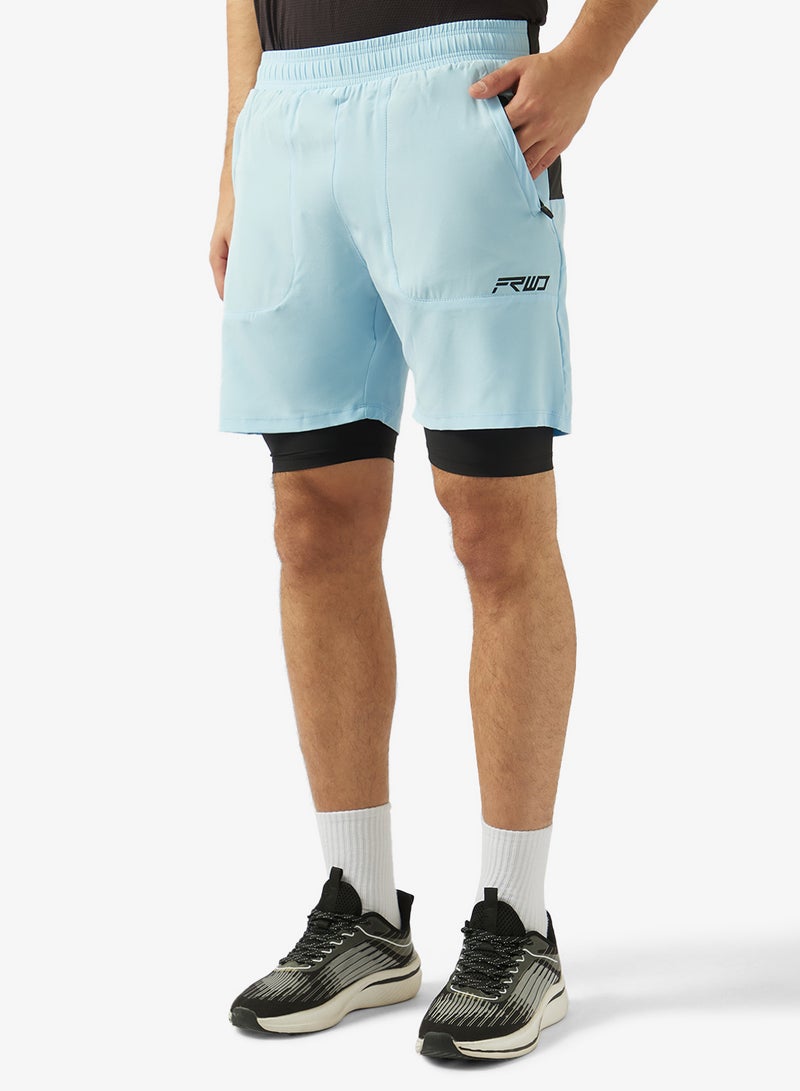 FRWD Contrast Panel Zipper Pockets Sweat Shorts - Image 1