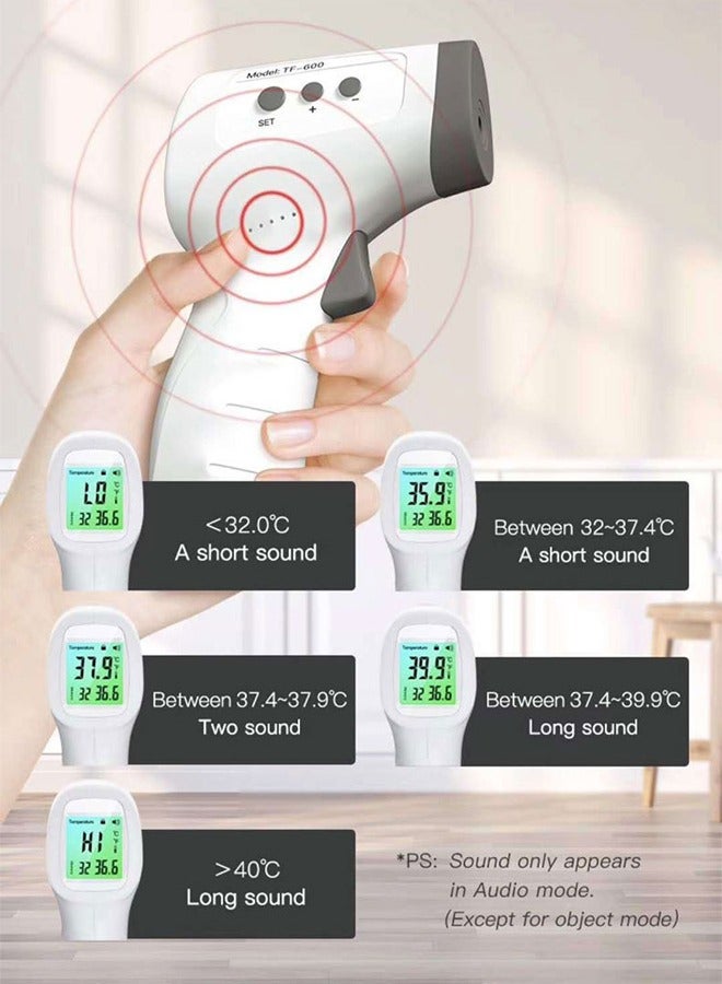 Digital Non-Contact Infrared Thermometer, 4 Modes, with Sound Warning, Store 32 Measurement Results, Measure Forehead, Body, Object Temperature (White and Gray) - Image 4