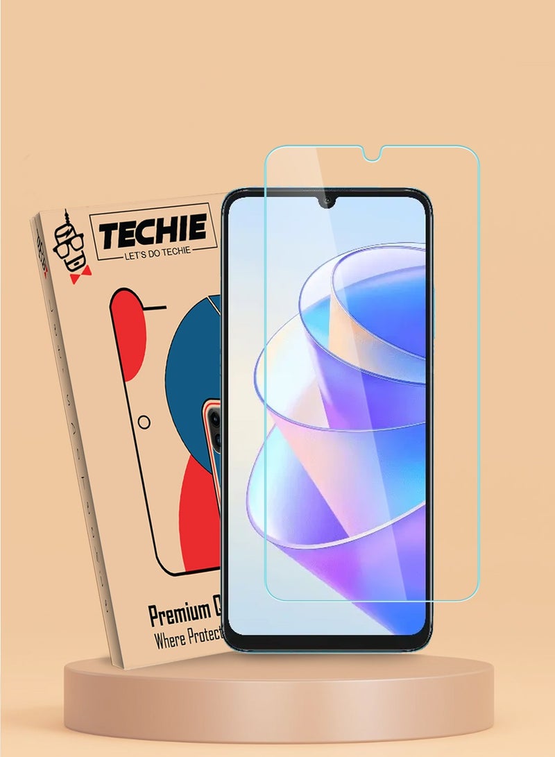 Techie HD Tempered Glass Screen Protector For Honor X7a Anti Reflection Anti Bubbles 9H Hardness 0.2 mm Rounded Edges Easy Installation - Image 1