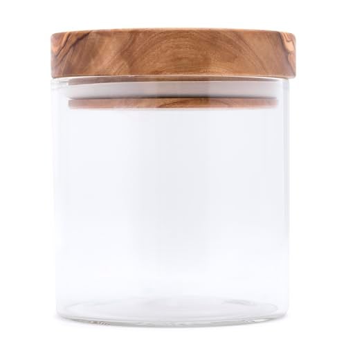 Berard Glass Storage Jar with Olive Wood Lid, 13.5-Ounce Brown - Image 2