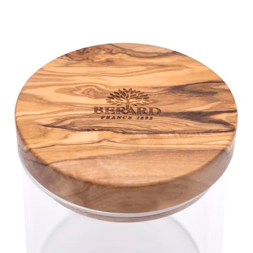 Berard Glass Storage Jar with Olive Wood Lid, 13.5-Ounce Brown - Image 3