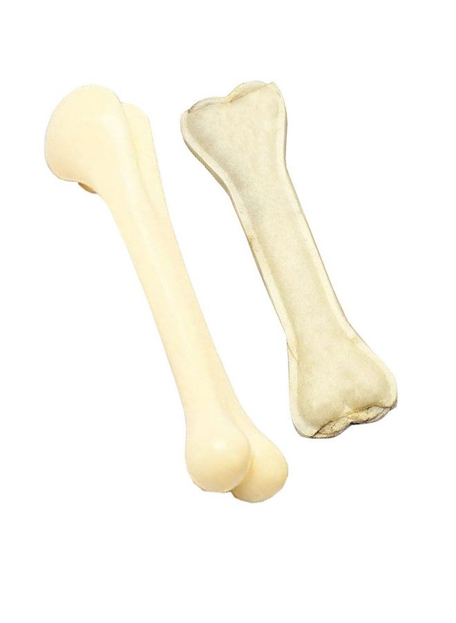 PET 6” Rawhide Pressed Bone With 7” Plastic Chew Bone Dog Toy For Medium Chewers - Image 1