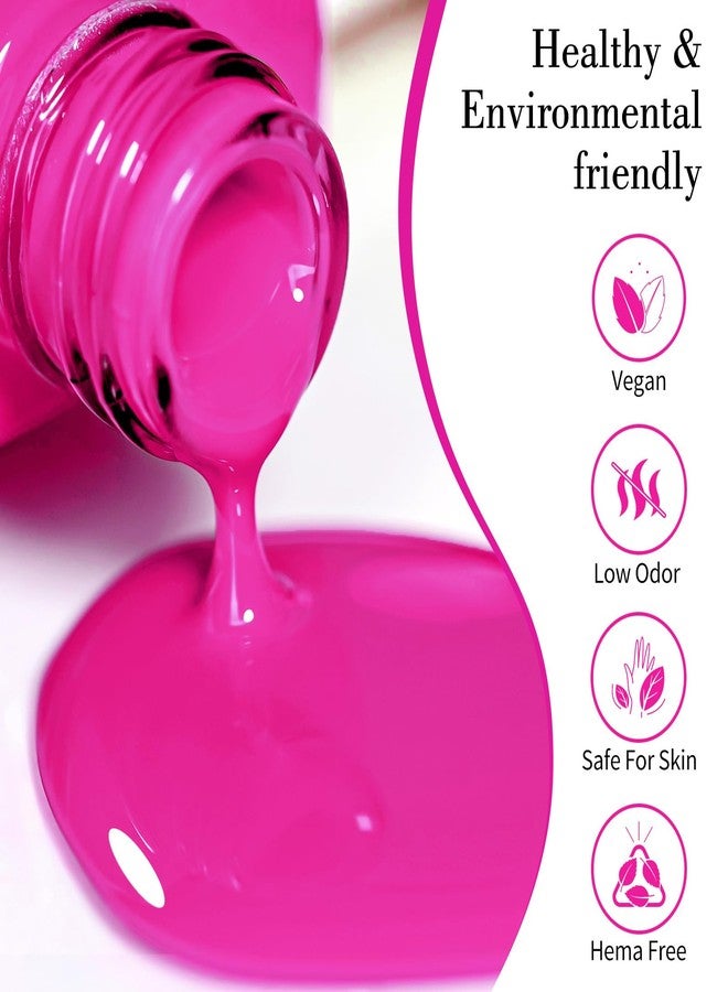 CANNI Hot Pink Nail Gel Polish, 1Pcs Bright Coral Pink Cerise Color High Gloss Soak Off UV Gel Nail French Nail Manicure Salon DIY - Image 2