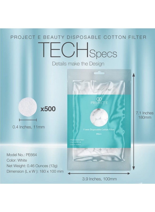 Project E Beauty 500pcs Cotton Filter (11mm) by Project E Beauty | Microdermabrasion Replacement Filters | Round Filtering Pads | Facial Vacuum Filters Accessories | Vacuum Peeling | Blackhead Removal | White - Image 2