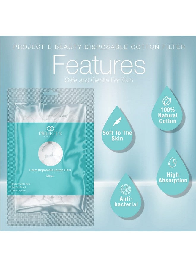 Project E Beauty 500pcs Cotton Filter (11mm) by Project E Beauty | Microdermabrasion Replacement Filters | Round Filtering Pads | Facial Vacuum Filters Accessories | Vacuum Peeling | Blackhead Removal | White - Image 3