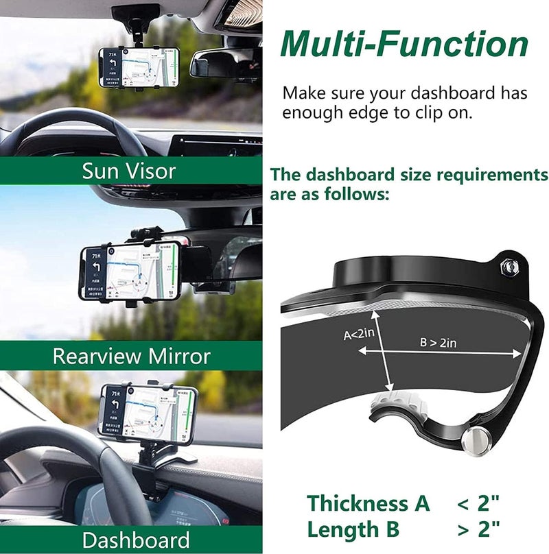 Tuklye Car Dashboard apple android Phone Holder, Rotating Dashboard Clip Cell Phone Holder, 360-Degree Rotation Mobile Clip Stand for 4 to 7 inches Smartphones - Image 4