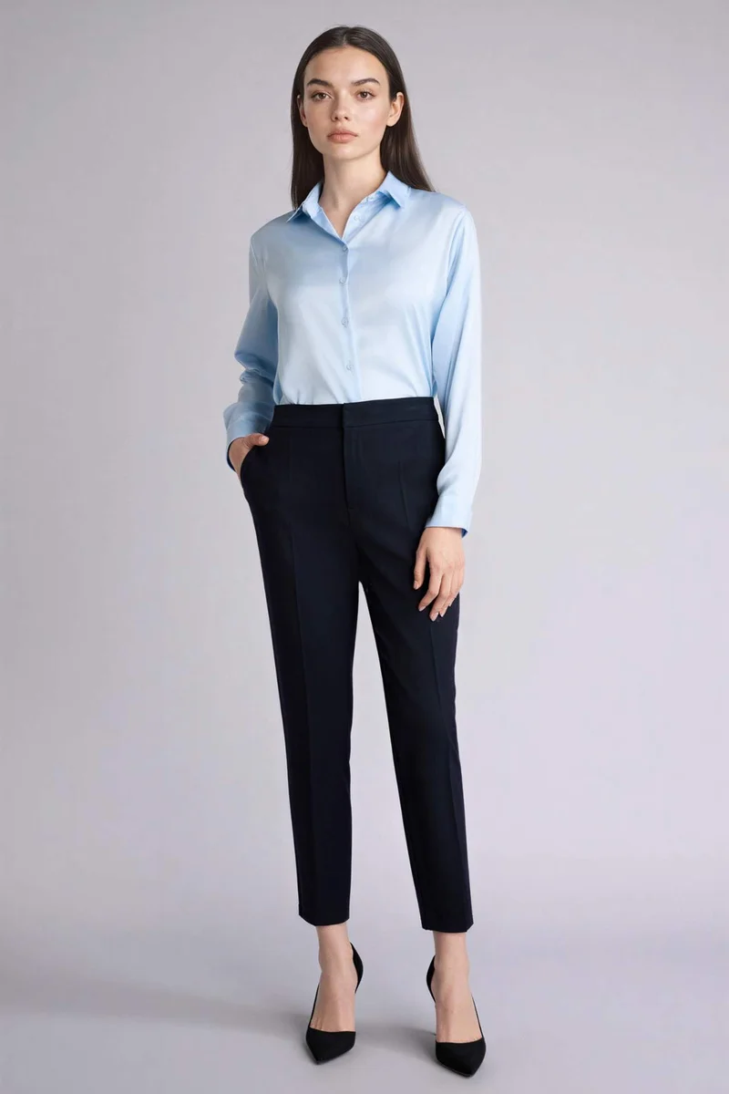 ديفاكتو Oversize Fit Shirt Collar Satin Long Sleeve Shirt