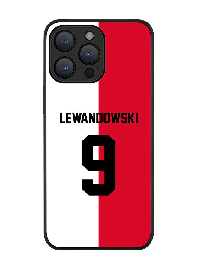 Stylizedd Cover for iPhone 15 Pro Max Case Rugged Black Slim fit Flexible Protective Phone Cases - Football Team - PolandPlayer Name - Lewandowski - Image 1